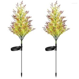 Decoratieve bloemen Tuinboom Stakes Zonne -lichte dennenlichten Kerstmis gemalen 2 pack tuin decoraties deco led