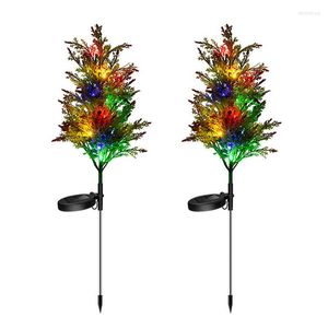 Fleurs décoratives piquets d'arbre de jardin lumière solaire lumières d'extérieur 2 Pack modes de changement de couleur étanche pour