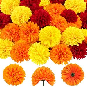 Guirlande de fleurs décoratives artificielles avec tige artisanale pour couronne, Diwali, anniversaire, mariage, Thanksgiving, Halloween, souci, décoration de la maison