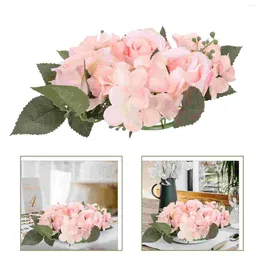 Guirnalda de flores decorativas, candelabro, suministros para fiesta de boda, adornos florales de rosas falsas, decoración de corona de estilo europeo rosa