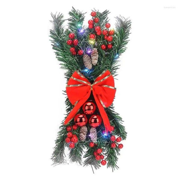Fleurs décoratives Garland décorations de Noël batterie Berry artificielle de 1,3 pieds verdure fausse décoration rustique fausse