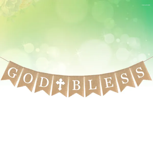 Fleurs décoratives Garland Decor Rustic Bunting Communion Party Banner God Bless