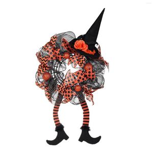 Guirlande de fleurs décoratives, 29.53x15.75 pouces, couronne de sorcière d'horreur pour Halloween, pour fenêtre de maison hantée, décoration de la maison