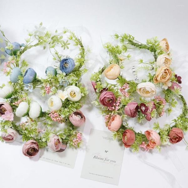 Guirlande de fleurs décoratives tête cerceau bijoux de cheveux couronne élégante couvre-chef mariage sans décoloration Rose fleur mariée