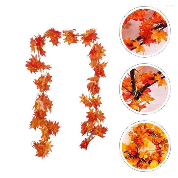 Flores decorativas Guirnalda Hoja Arce Otoño Hojas de otoño Accesorios artificiales Po Decoración Weddinggarden Vid falsa Fieltro Decoraciones al aire libre