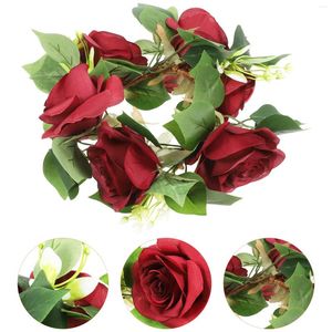 Guirlande de fleurs décoratives, couronne d'anneaux, accessoires d'aménagement de mariage, anneaux pour bougies pilier, supports de roses artificielles de table pour l'hiver