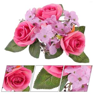 Decoratieve bloemen slinger ringen kransen bruiloft geschenk kandelaar kunstmatige bloemen zijden bureaubladdecor -pilaren