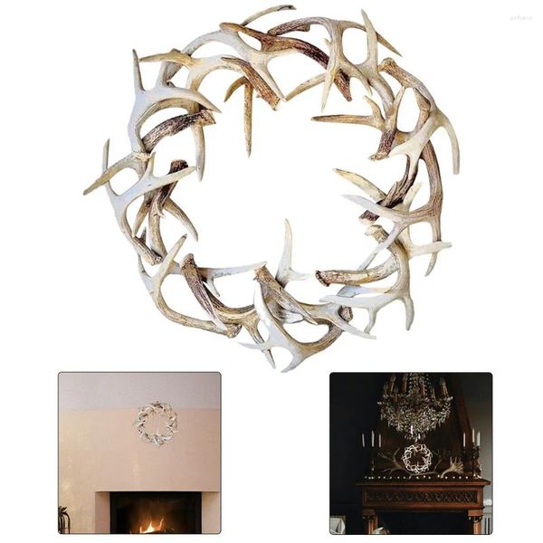 Fleurs décoratives Garland Noël résine Antler Fête de couronne artificielle Faveur pour la maison de vacances murale El Shop Christmas Decoration