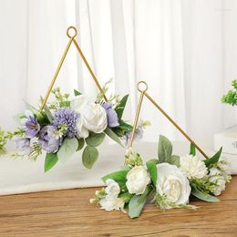 Decoratieve bloemen Geometrische ijzeren kunstmatige bloemkrans handgemaakte slinger voor deurmuurhuwelijk