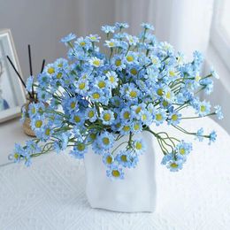 Fleurs décoratives Gesang Blue Daisy Fleur pour la table de table Belle Silk Petal Floral Sunflower Event Party Home 27cm 6pcs