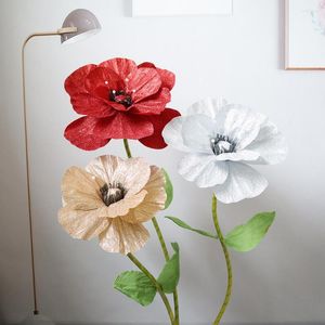 Decoratieve bloemen Giant Powder Poppy Artificial Flower For Wedding Decoration Simulation Arrangement Outdoor Stage Setting Decor Fake Flore