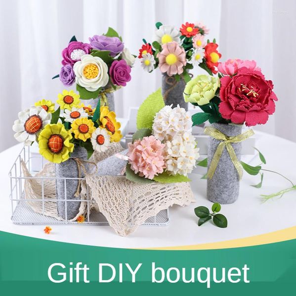 Bouquet de fleurs décoratives à faire soi-même, sac en matériel Non tissé fait à la main, jouet de maternelle, Puzzle pour enfants