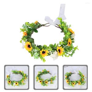 Flores decorativas, lazos para el pelo para niñas, diadema de corona Floral Artificial para mujer, tocado de flores para novia, diademas de hadas de plástico