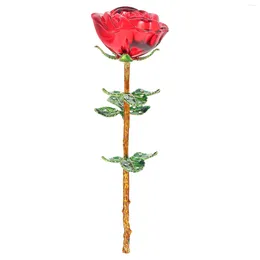 Decoratieve bloemen Glas Rose Ornament Kunstmatig boeket Home Simulatie Versieren Delicate Prop Fake