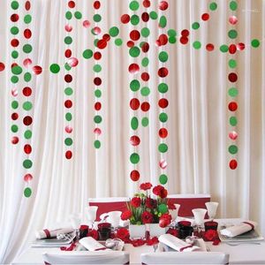 Decoratieve bloemen Glitter Green Red Circle Dots Paper slingeren voor Xmas Party Hangende Decoratie Kerst Tree Kangers Holiday Decorations