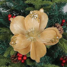 Decoratieve bloemen Glittery kerstbloem mousserende ornamenten realistisch voor bomen slingers