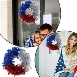 Decoratieve Bloemen Kabouter Herfst Krans Patriottische Feestdecoratie Onafhankelijkheidsdag Rood Wit En Blauw Drie Glanzende Thuis 1PC