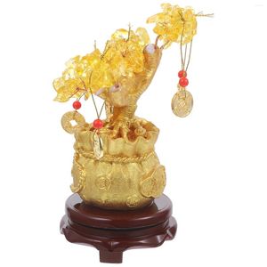 Decoratieve Bloemen Gouden Bureau Decor Gouden Boom Reiki Standbeeld Beeldje Steen Houten Rijkdom Kantoor Natuurlijke Huis Bonsai Blad Sets