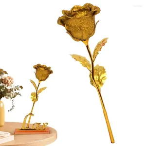 Fleurs décoratives Feuille d'or Roses de fleurs réalistes Cadeaux de fleurs de roses artificielles Fausses plantes Décorations de Noël pour la maison intérieure et extérieure