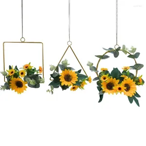 Decoratieve bloemen goud metalen ringen zonnebloem krans slinger bruiloft decoratie bruids douche huis feestvakgaar ring