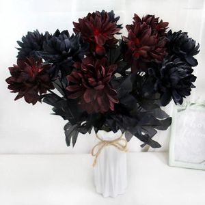 Fleurs décoratives Style gothique noir fleur de Dahlia artificielle branche unique mariage faux matériaux d'arrangement mural Po accessoires en gros