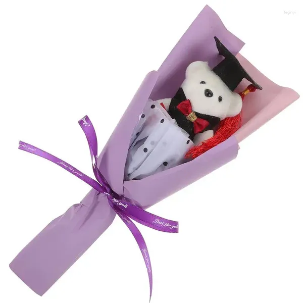 Fleurs décoratives Graduation Bear Bouquet Party Favor Décoration Ornement Diplômés Accessoires Fleur Saint Valentin Cadeau d'anniversaire