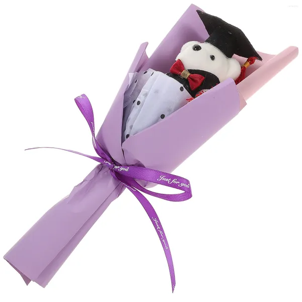 Flores decorativas graduación oso ramo decoración boda ornamento graduados accesorios Mini peluches caja de regalo