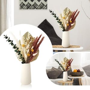 Decoratieve bloemen gras 40 cm pluizige PU -ventilator overdreven bloemarrangement droog huis bruiloft decor beige bloemenvuller