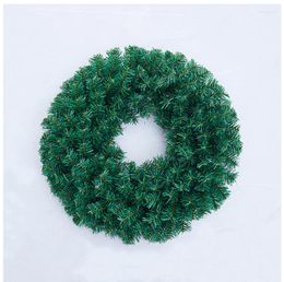 Flores decorativas verde 30/40/50cm grinalda de natal base guirlanda agulha de pinho natal para pendurar ornamento porta da frente navidad ano casa