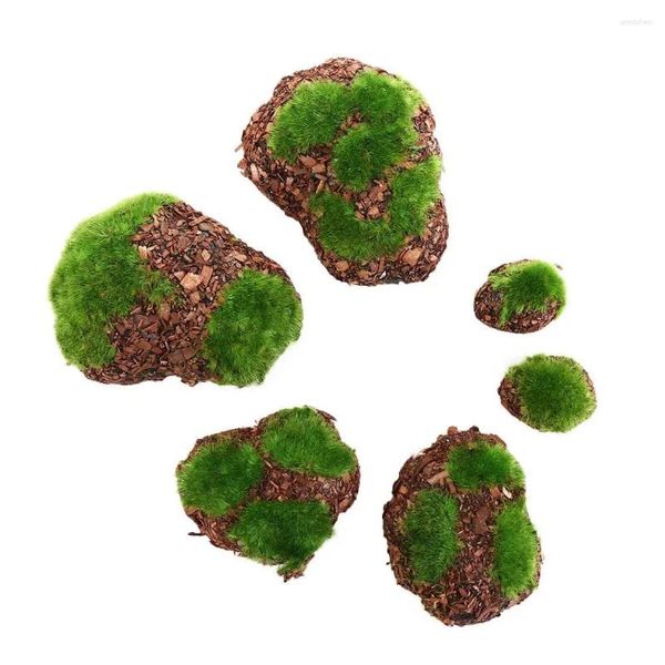 Flores decorativas verdes 6 pcs/paquete planta artificial de bricolaje para jarrón cilindro de vidrio musgo roca espuma de piedra micro paisaje falso