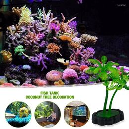 Decoratieve bloemen Groene aquariumplanten Kokosnoot Palm Tree Plant Mini Landscape Decor voor onderzeese Fairy Garden