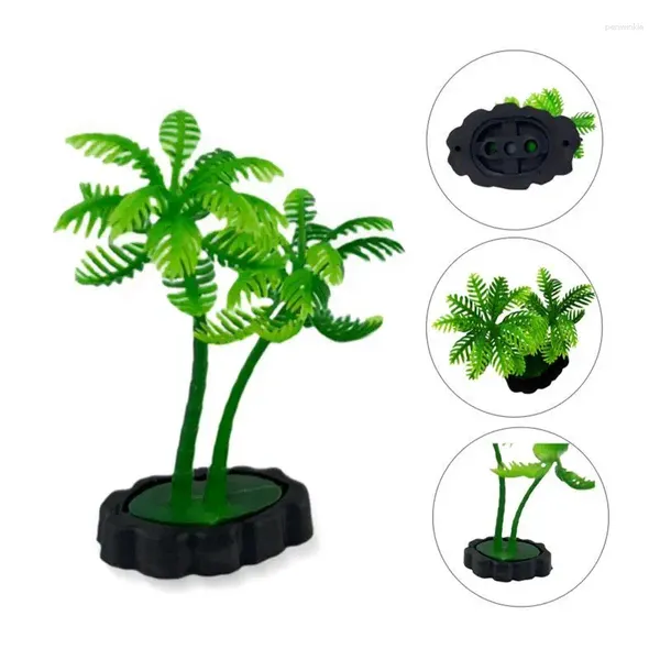 Fleurs décoratives Green Aquarium Plantes Plastique Aménagement de coco simulé pour la cocotier pour décoration sous-marin