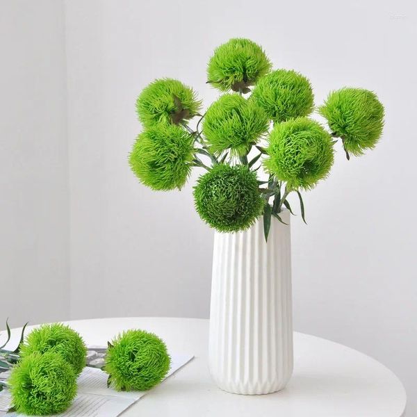 Fleurs décoratives vert Dianthus plantes artificielles pour la décoration maison boule fleur intérieur et décor verdure plastique