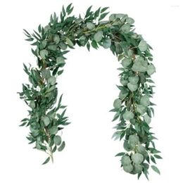 Fleurs décoratives feuilles vertes feuilles artificielles vignes d'eucalyptus réalistes pour toile de fond de mariage et décoration murale Table de portes