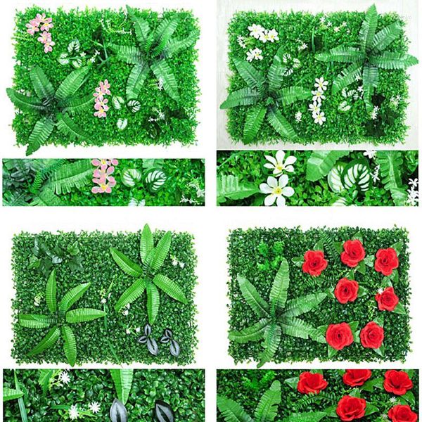 Fleurs décoratives feuille verte plante panneau mural faux gazon artificiel bricolage fond tenture murale panneau de pelouse décor à la maison 40x60 cm