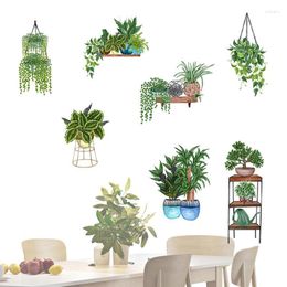 Fleurs décoratives plante verte sticker mural décor à la maison en plastique rotin chaîne décoration décalcomanies pour allée cuisine ferme chambre