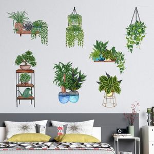 Décoratif Fleurs Plante Verte Sticker Amovible 3D Art Autocollant Haute Qualité PVC Matériaux Pour Chambre Cuisine Salle De Bains Escaliers Anniversaire