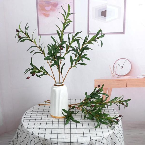 Fleurs décoratives plantes vertes Branches d'olivier durables décoration de mariage d'apparence naturelle accessoires floraux réalistes longue durée de haute qualité