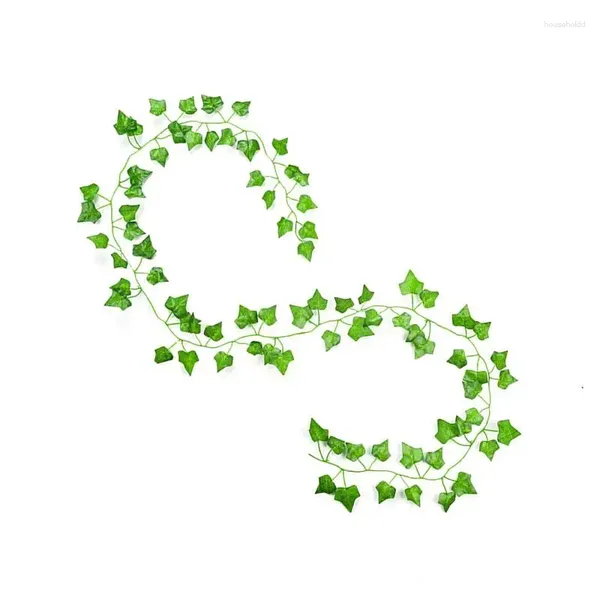 Flores decorativas Vine verde Seda Artificial Ivy Garland 12 Pack 2.2m Hojas falsas para la pared de la boda y la decoración del hogar