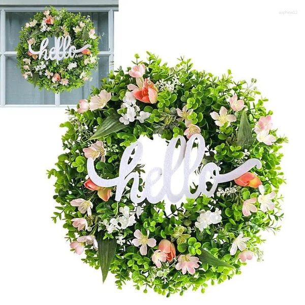 Fleurs décoratives couronnes vertes pour porte d'entrée printemps eucalyptus couronne de fleur réutilisable guirlande murale fournit des cheminées