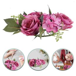 Fleurs décoratives Greery Rings Candlestick Garland Mini Roses Couronne artificielle décor