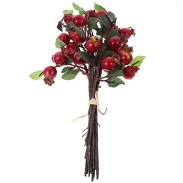 Fleurs décoratives groupe de 5 baies de rose musquée artificielles, Simulation de fruits de grenade, accessoires floraux (rouge)