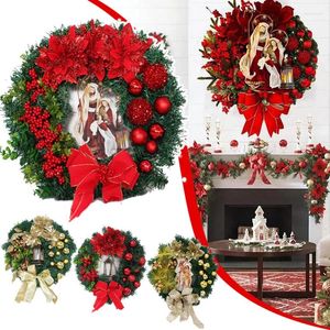 Fleurs décoratives Guirnalda Natividad Sacred Christmas Wreath Festival Artificiel suspension Ornements de porte d'entrée décor de porte d'entrée plate