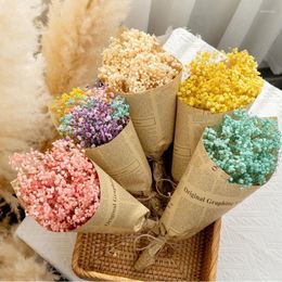 Decoratieve bloemen Gypsophila Gedroogde bloem Natuurlijk baby Bread Preserve Plant Bouquet for Wedding Party Marry Decor Decor Diy Boho Home Decoratie