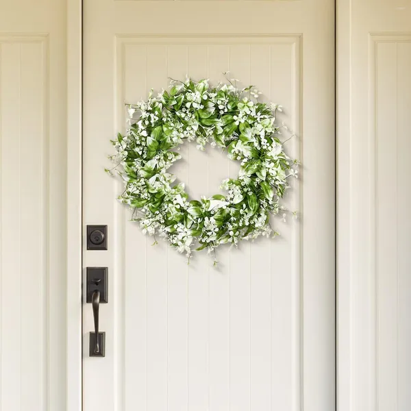 Fleurs décoratives gypsophia couronne élégante d'ornement de suspension d'été de porte d'entrée printemps pour la fête de mariage de la ferme décoration intérieure