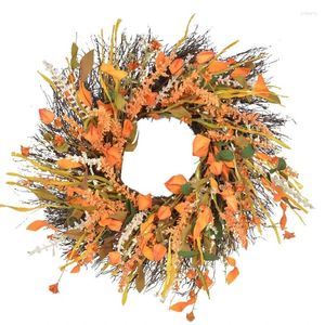 Couronne de fleurs décoratives H55A, couronne de porte d'entrée avec décors de récolte pour la saison d'automne, décoration de maison et de Festival, ornements de vacances de Thanksgiving