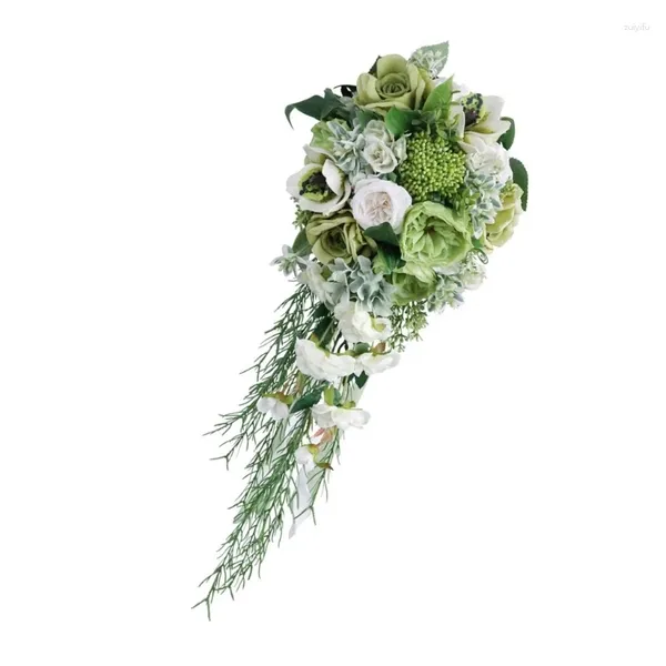 Fleurs décoratives H55A, Bouquets de fleurs gracieuses vert citron, décorations, joli accès artificiel pour événement de célébration