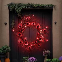 Decoratieve bloemen Halloween Deadwood-krans Spooky Eyeball LED-lichtgevende slinger voor feestelijke feestdecoraties