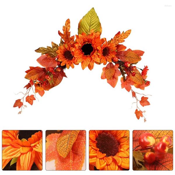 Fleurs décoratives Halloween décor porte d'automne suspendue couronne Garland Pendant Thanksgiving Ornement