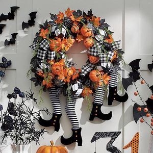 Fleurs décoratives Halloween décoration porte guirlande Clown citrouille pendentif fenêtre suspendue pour jardin porche cour décorations D4